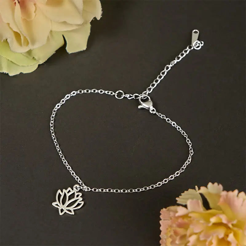 Fortune Jewel Lotus Pattern Titanium Steel Enlightenment Bracelet Fortune Jewel