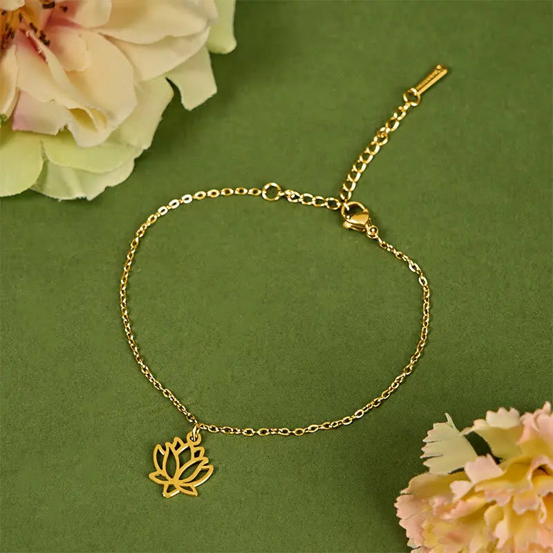 Fortune Jewel Lotus Pattern Titanium Steel Enlightenment Bracelet Fortune Jewel