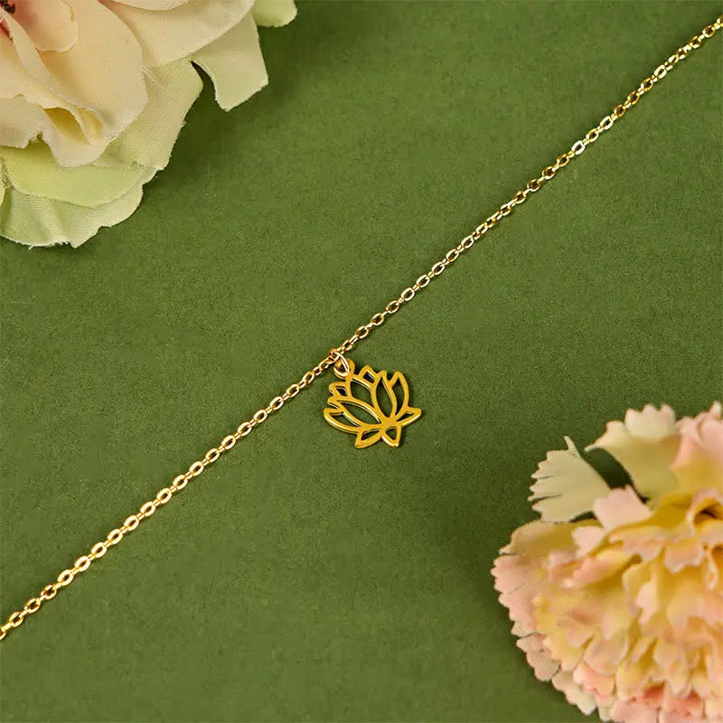 Fortune Jewel Lotus Pattern Titanium Steel Enlightenment Bracelet Fortune Jewel