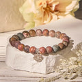Fortune Jewel 925 Sterling Silver Lotus Design Picasso Jasper Positive Bracelet Fortune Jewel
