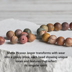 Fortune Jewel 925 Sterling Silver Lotus Design Picasso Jasper Positive Bracelet Fortune Jewel