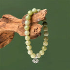 Fortune Jewel 925 Sterling Silver Lotus Natural Cyan Jade Luck Bracelet Fortune Jewel