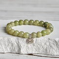 Fortune Jewel 925 Sterling Silver Lotus Natural Cyan Jade Luck Bracelet Fortune Jewel