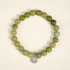 Fortune Jewel 925 Sterling Silver Lotus Natural Cyan Jade Luck Bracelet Fortune Jewel