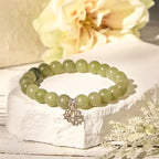 Fortune Jewel 925 Sterling Silver Lotus Natural Cyan Jade Luck Bracelet Fortune Jewel