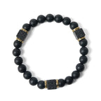 Fortune Jewel Natural Frosted Black Onyx Square Lava Rock Fortune Bracelet Fortune Jewel