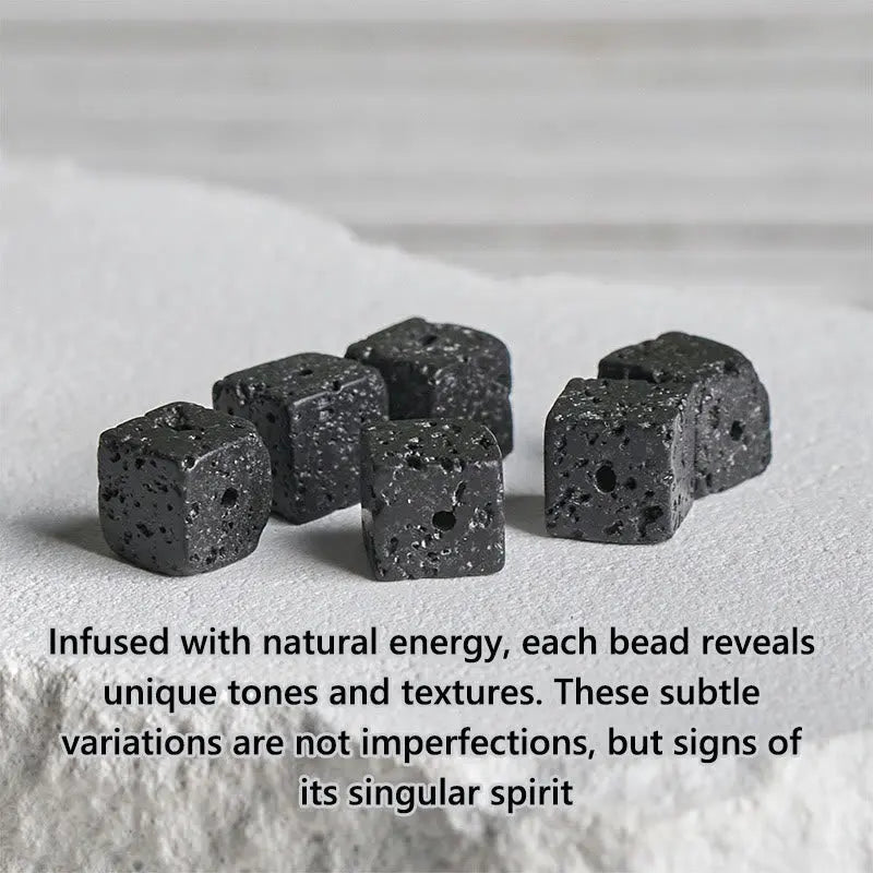 Fortune Jewel Natural Frosted Black Onyx Square Lava Rock Fortune Bracelet Fortune Jewel
