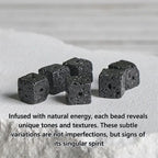 Fortune Jewel Natural Frosted Black Onyx Square Lava Rock Fortune Bracelet Fortune Jewel