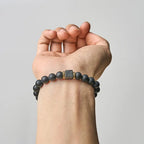 Fortune Jewel Natural Frosted Black Onyx Square Lava Rock Fortune Bracelet Fortune Jewel