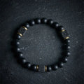 Fortune Jewel Natural Frosted Black Onyx Square Lava Rock Fortune Bracelet Fortune Jewel