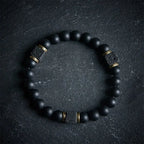 Fortune Jewel Natural Frosted Black Onyx Square Lava Rock Fortune Bracelet Fortune Jewel