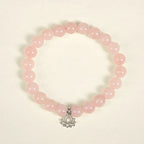 Fortune Jewel 925 Sterling Silver Lotus Design Natural Pink Crystal Soothing Bracelet Fortune Jewel
