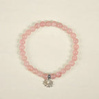 Fortune Jewel 925 Sterling Silver Lotus Design Natural Pink Crystal Soothing Bracelet Fortune Jewel