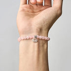 Fortune Jewel 925 Sterling Silver Lotus Design Natural Pink Crystal Soothing Bracelet Fortune Jewel