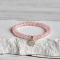 Fortune Jewel 925 Sterling Silver Lotus Design Natural Pink Crystal Soothing Bracelet Fortune Jewel