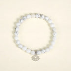 Fortune Jewel 925 Sterling Silver Lotus Design Natural White Turquoise Wealth Bracelet Fortune Jewel