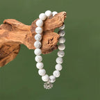 Fortune Jewel 925 Sterling Silver Lotus Design Natural White Turquoise Wealth Bracelet Fortune Jewel