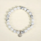 Fortune Jewel 925 Sterling Silver Lotus Design Natural White Turquoise Wealth Bracelet Fortune Jewel