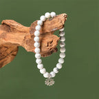 Fortune Jewel 925 Sterling Silver Lotus Design Natural White Turquoise Wealth Bracelet Fortune Jewel