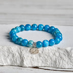Fortune Jewel 925 Sterling Silver Lotus Natural Apatite Creativity Bracelet Fortune Jewel