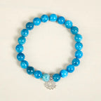 Fortune Jewel 925 Sterling Silver Lotus Natural Apatite Creativity Bracelet Fortune Jewel