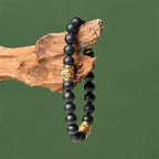 Fortune Jewel Natural Frosted Black Onyx Picture Jasper Fortune Bracelet Fortune Jewel