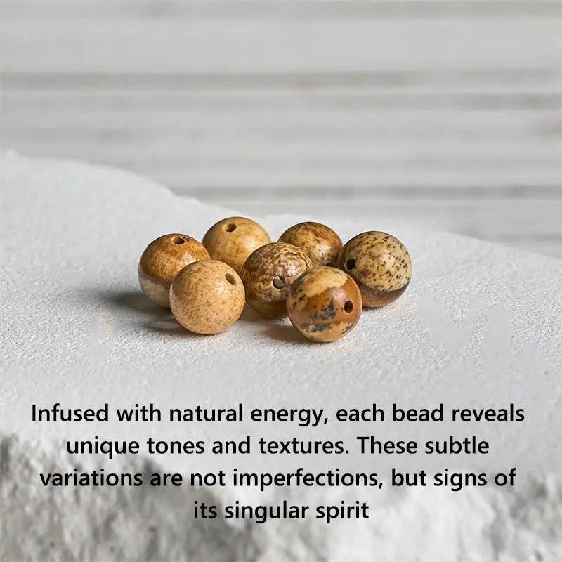 Fortune Jewel Natural Frosted Black Onyx Picture Jasper Fortune Bracelet Fortune Jewel