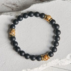Fortune Jewel Natural Frosted Black Onyx Picture Jasper Fortune Bracelet Fortune Jewel