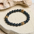 Fortune Jewel Natural Frosted Black Onyx Picture Jasper Fortune Bracelet Fortune Jewel
