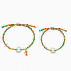 Fortune Jewel Handmade Peace Buckle Jade Prosperity 925 Sterling Silver Colorful Rope Bracelet - Fortune Jewel