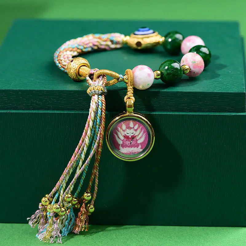 Fortune Jewel Tibet Evil Eye Nine Tailed Fox Thangka Keep Away Evil Spirits String Bracelet Fortune Jewel