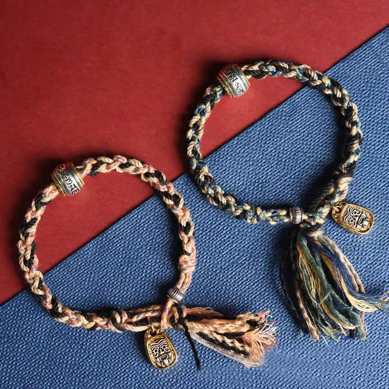 Fortune Jewel Tibet Om Mani Padme Hum Carved Zakiram Focus Rope Bracelet Fortune Jewel