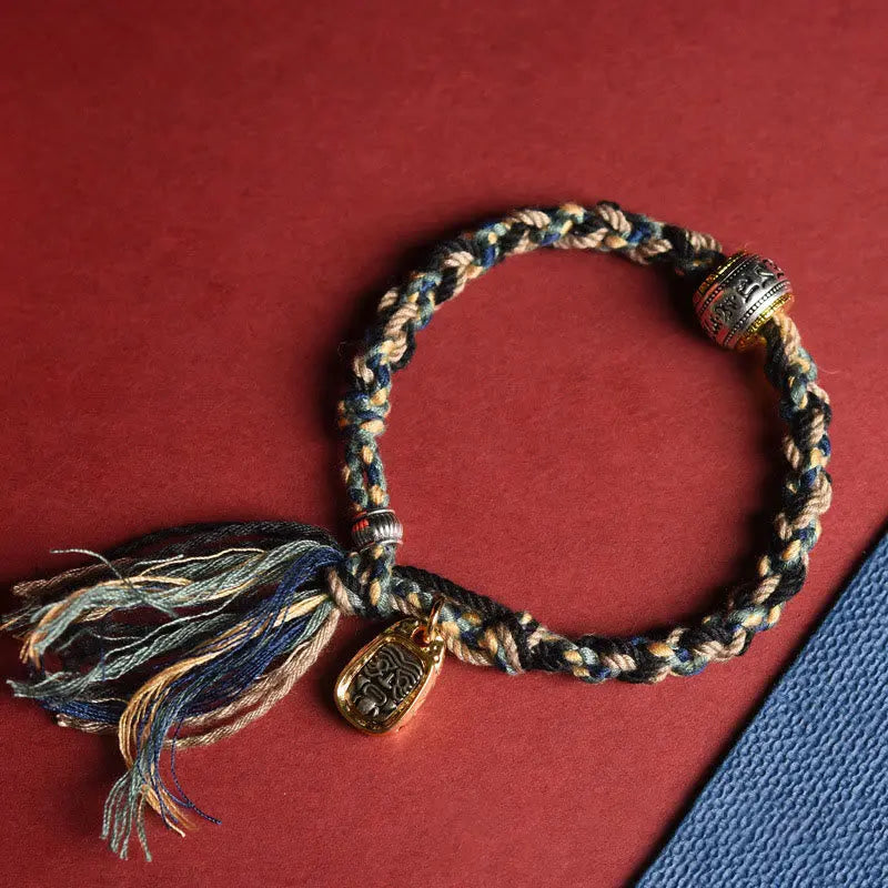 Fortune Jewel Tibet Om Mani Padme Hum Carved Zakiram Focus Rope Bracelet Fortune Jewel