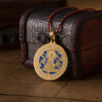 Fortune Jewel Blue Medicine Buddha Heart Mantra Titanium Steel Faith Colored Rope Necklace Pendant Fortune Jewel