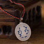 Fortune Jewel Blue Medicine Buddha Heart Mantra Titanium Steel Faith Colored Rope Necklace Pendant Fortune Jewel