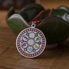 Fortune Jewel Colorful Om Mani Padme Hum Titanium Steel Protection Rope Necklace Pendant Fortune Jewel