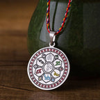 Fortune Jewel Colorful Om Mani Padme Hum Titanium Steel Protection Rope Necklace Pendant Fortune Jewel