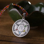 Fortune Jewel Colorful Om Mani Padme Hum Titanium Steel Protection Rope Necklace Pendant Fortune Jewel