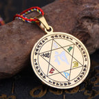 Fortune Jewel Colorful Om Mani Padme Hum Titanium Steel Protection Rope Necklace Pendant Fortune Jewel