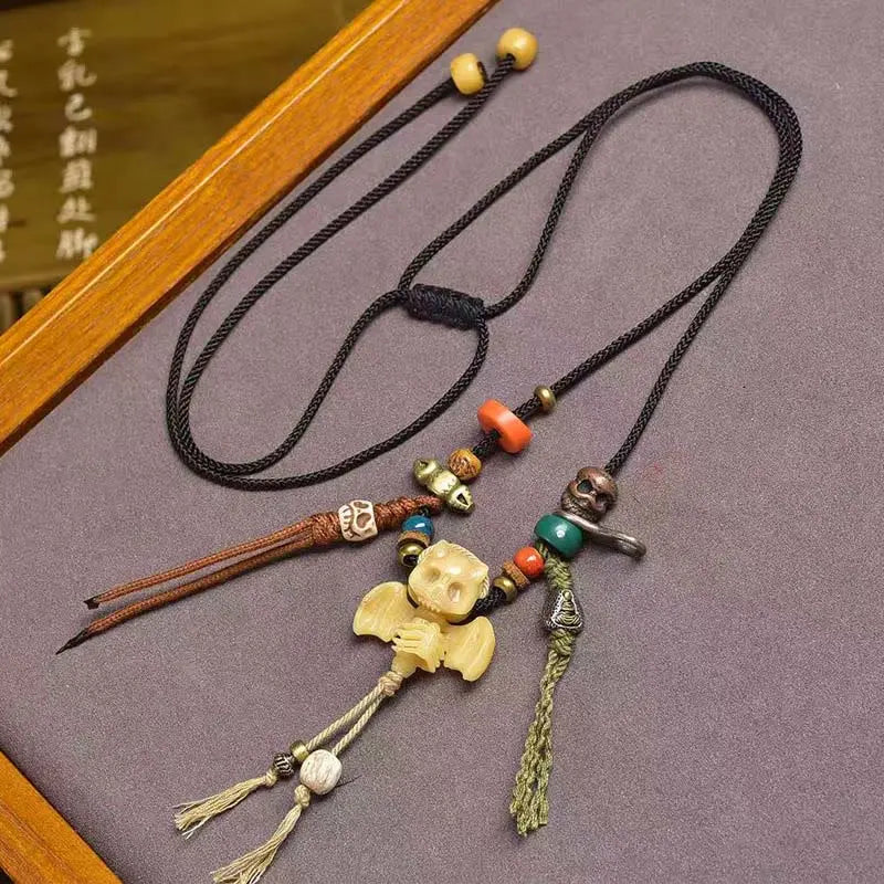 Fortune Jewel Tibetan Skull The Lord of the Corpse Forest New Beginning Rope Necklace Pendant Fortune Jewel