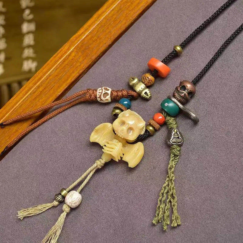 Fortune Jewel Tibetan Skull The Lord of the Corpse Forest New Beginning Rope Necklace Pendant Fortune Jewel