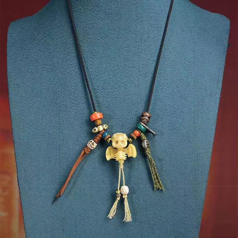 Fortune Jewel Tibetan Skull The Lord of the Corpse Forest New Beginning Rope Necklace Pendant Fortune Jewel