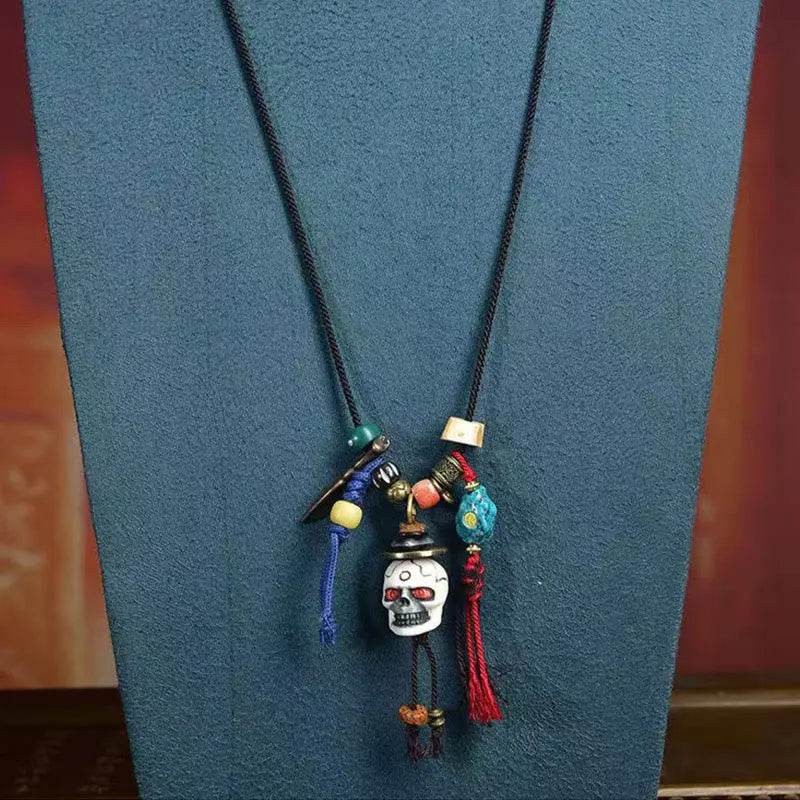 Fortune Jewel Tibetan Skull The Lord of the Corpse Forest New Beginning Rope Necklace Pendant Fortune Jewel