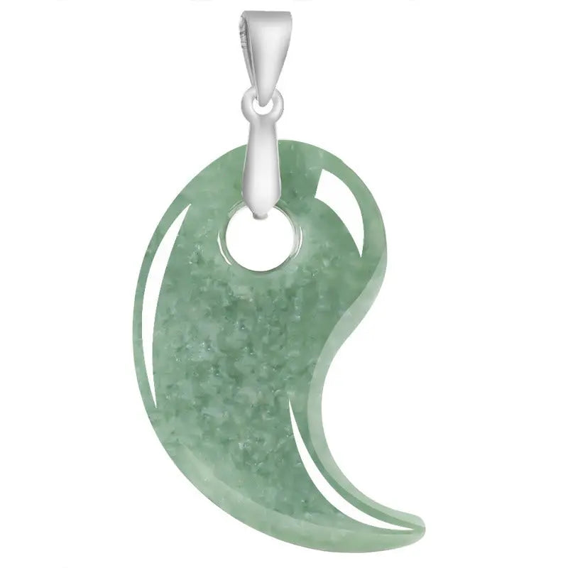 Fortune Jewel Teardrop Design Jade Titanium Steel Chain Necklace Luck Pendant Fortune Jewel