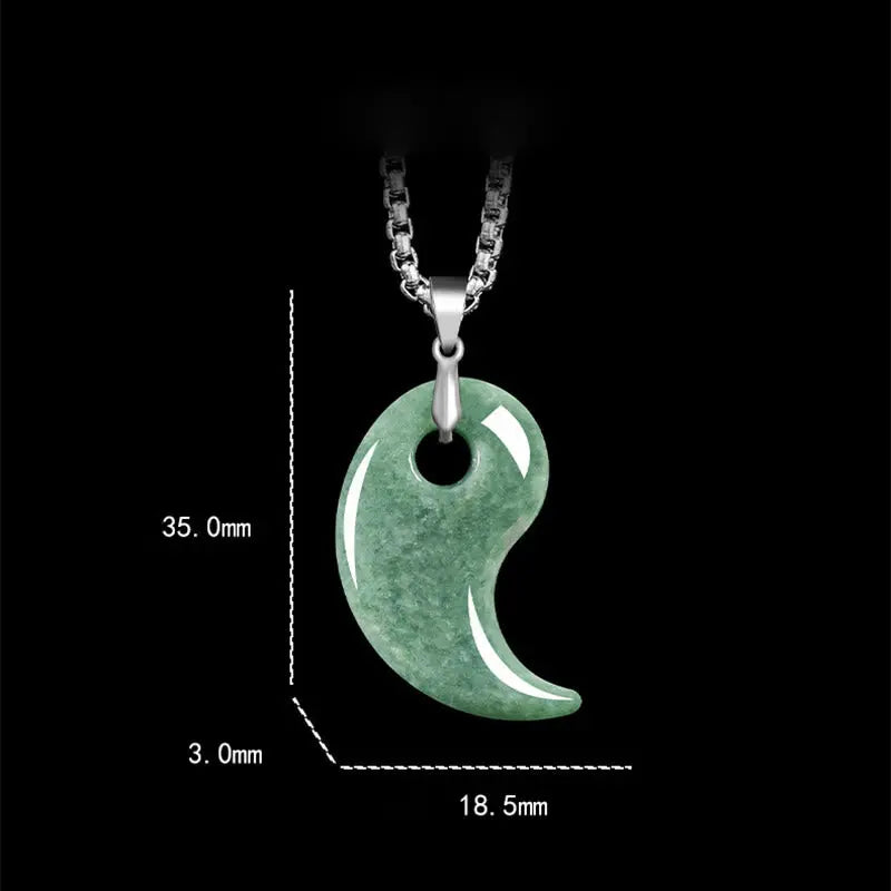 Fortune Jewel Teardrop Design Jade Titanium Steel Chain Necklace Luck Pendant Fortune Jewel
