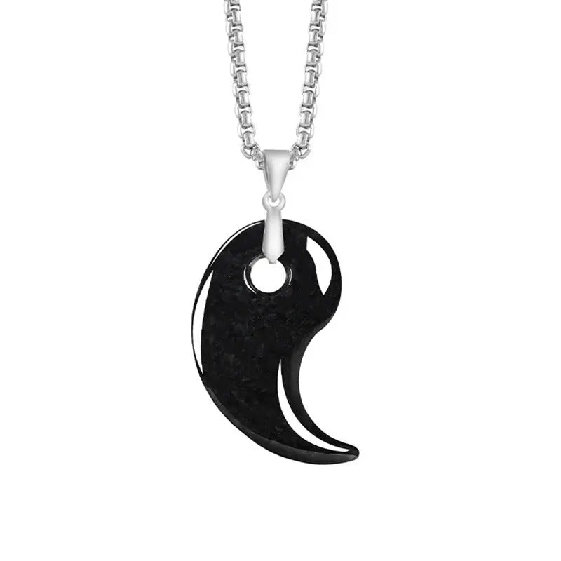 Fortune Jewel Teardrop Design Jade Titanium Steel Chain Necklace Luck Pendant Fortune Jewel