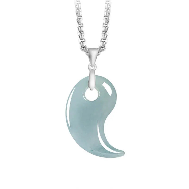 Fortune Jewel Teardrop Design Jade Titanium Steel Chain Necklace Luck Pendant Fortune Jewel