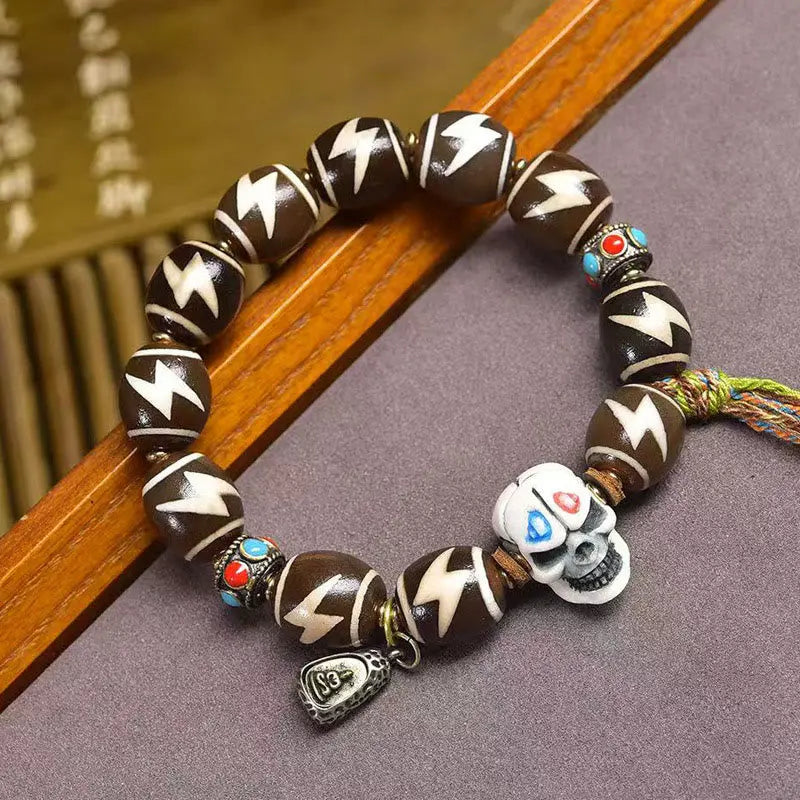 Fortune Jewel Tibetan Lightning Treasure Vase Dzi Bead The Lord of the Corpse Forest Power Bracelet Fortune Jewel