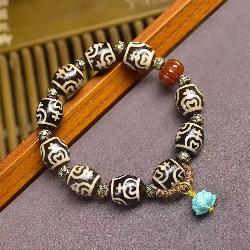 Fortune Jewel Tibetan Lightning Treasure Vase Dzi Bead The Lord of the Corpse Forest Power Bracelet Fortune Jewel