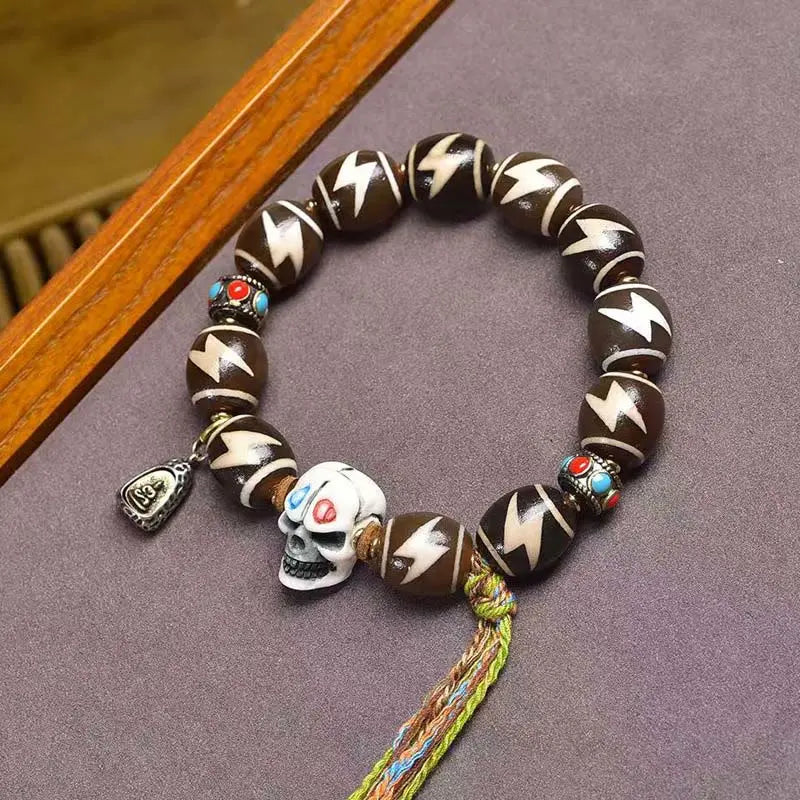 Fortune Jewel Tibetan Lightning Treasure Vase Dzi Bead The Lord of the Corpse Forest Power Bracelet Fortune Jewel